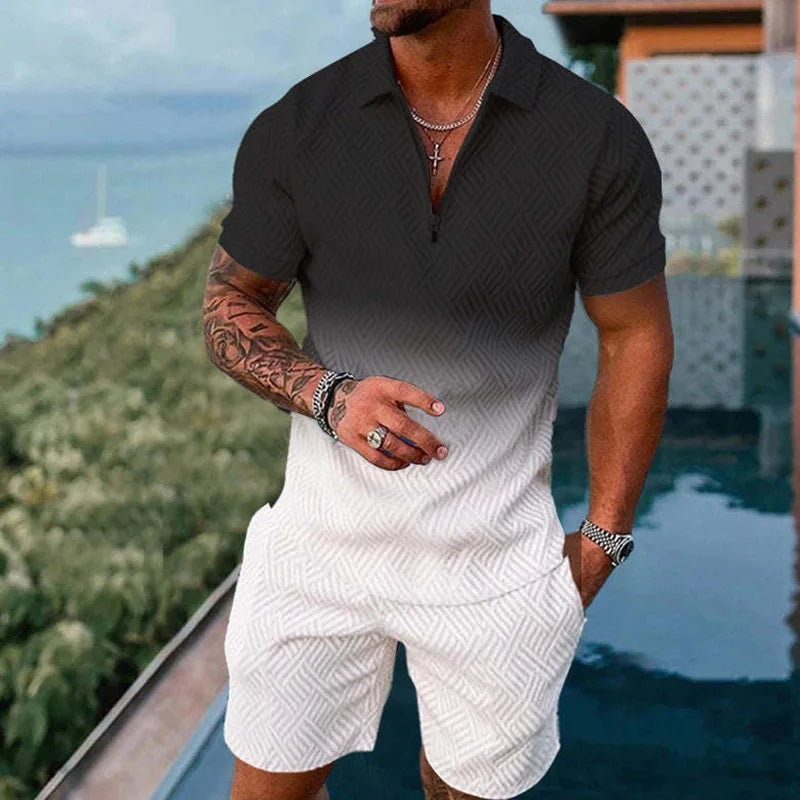 Summer Casual Zipper Polo Shirt