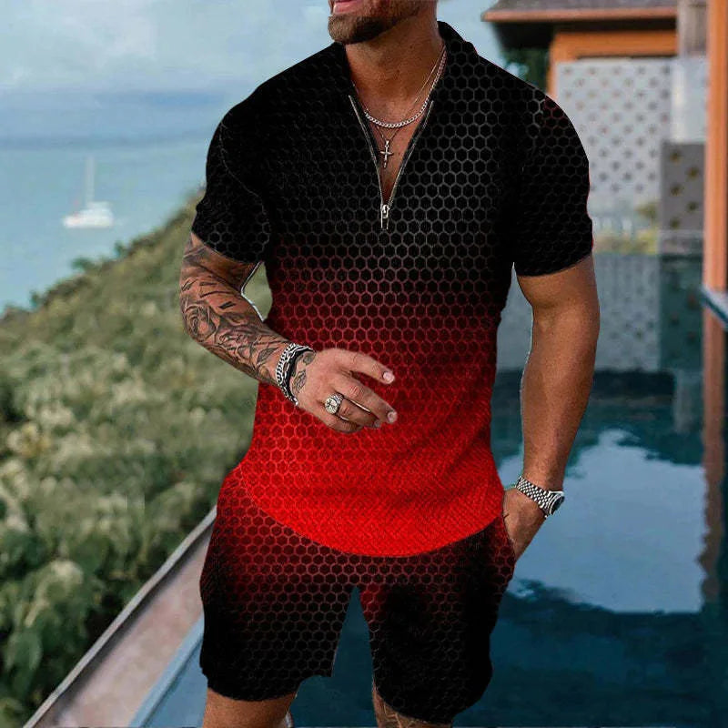 Summer Casual Zipper Polo Shirt