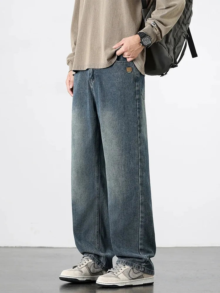 Spring Autumn American Retro Straight Jeans