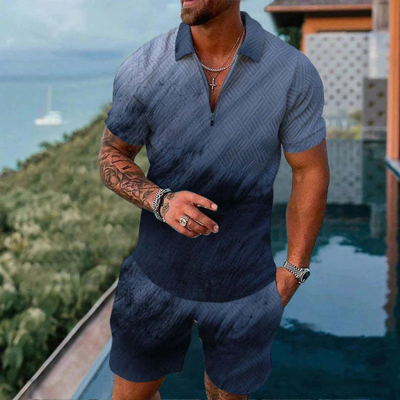 Summer Casual Zipper Polo Shirt