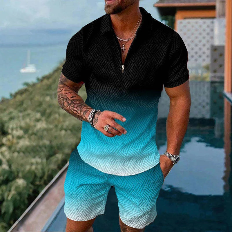 Summer Casual Zipper Polo Shirt