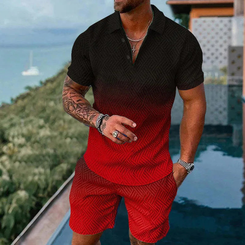 Summer Casual Zipper Polo Shirt