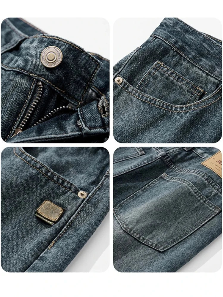 Spring Autumn American Retro Straight Jeans