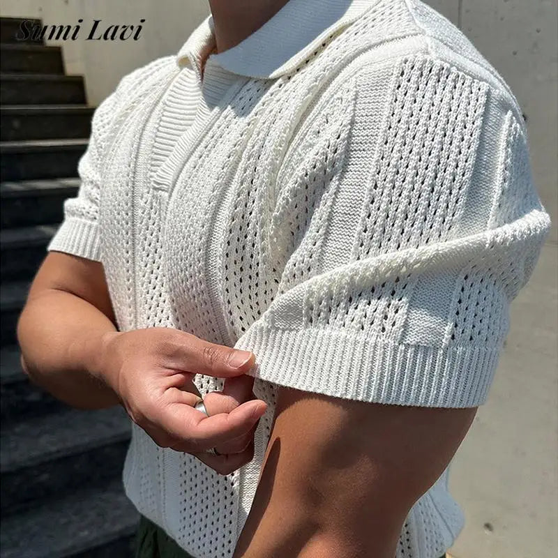 2026 Spring Summer Casual Mens Mesh Polo Shirts