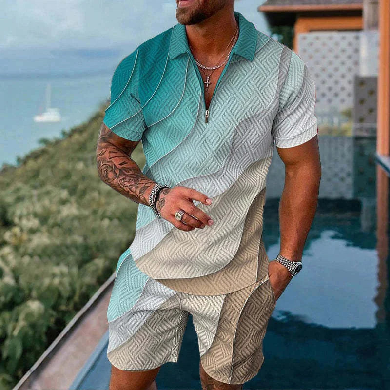 Summer Casual Zipper Polo Shirt
