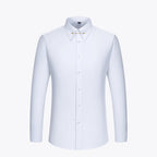 Embroidered French Cufflinks Men's Long-Sleeve Shirt with Collar Pins