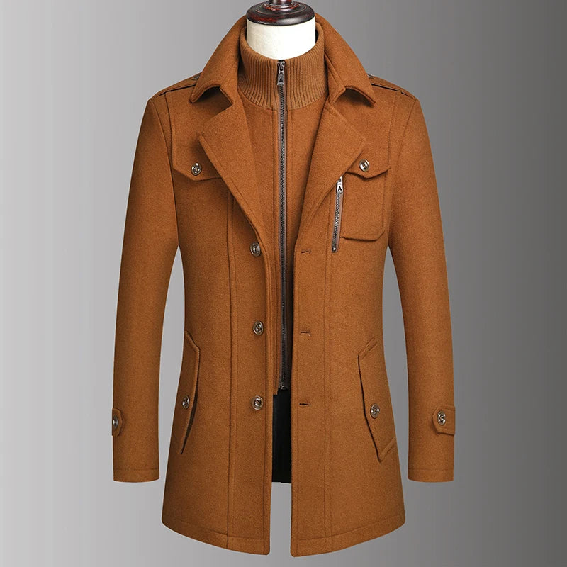 Men's Double Collar Wool Coat