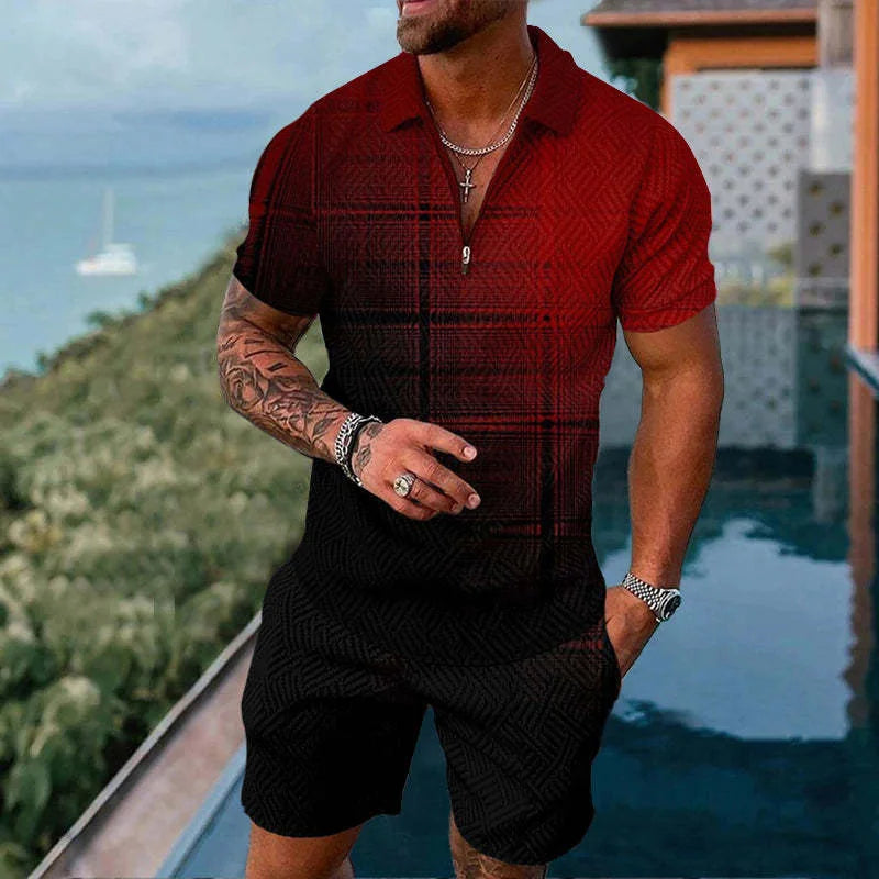 Summer Casual Zipper Polo Shirt