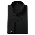 Embroidered French Cufflinks Men's Long-Sleeve Shirt with Collar Pins