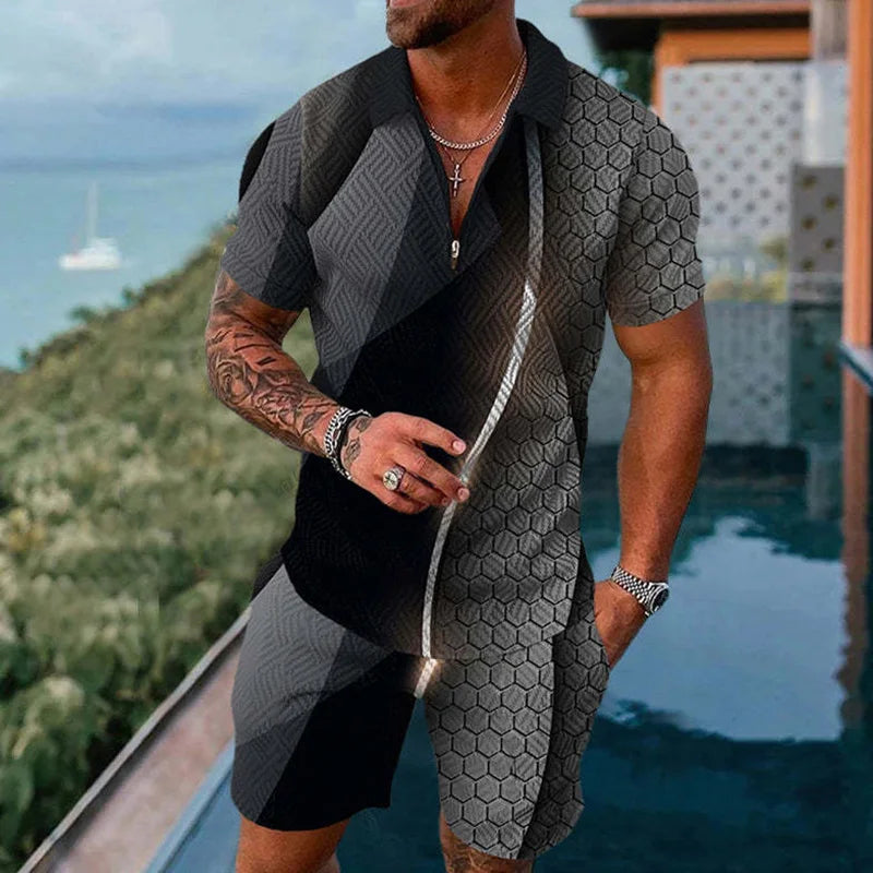 Summer Casual Zipper Polo Shirt