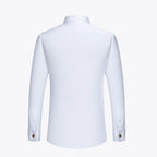 Embroidered French Cufflinks Men's Long-Sleeve Shirt with Collar Pins