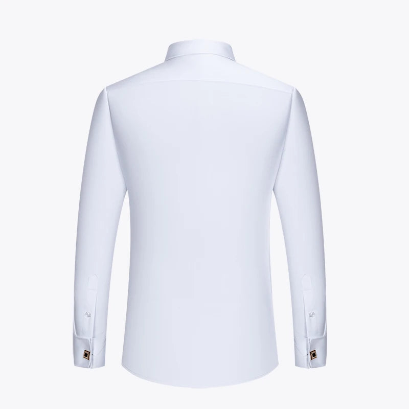 Embroidered French Cufflinks Men's Long-Sleeve Shirt with Collar Pins