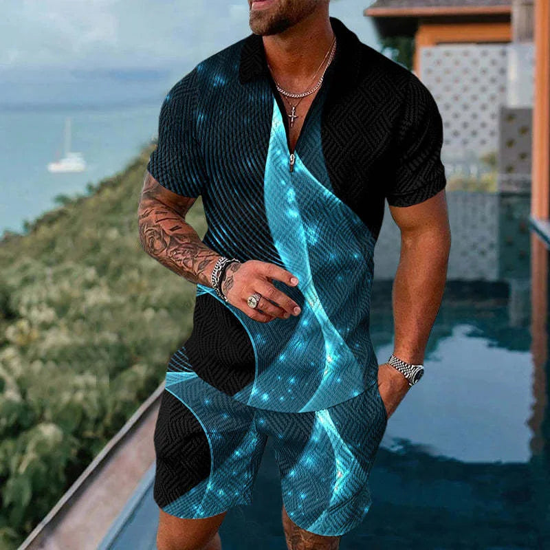 Summer Casual Zipper Polo Shirt